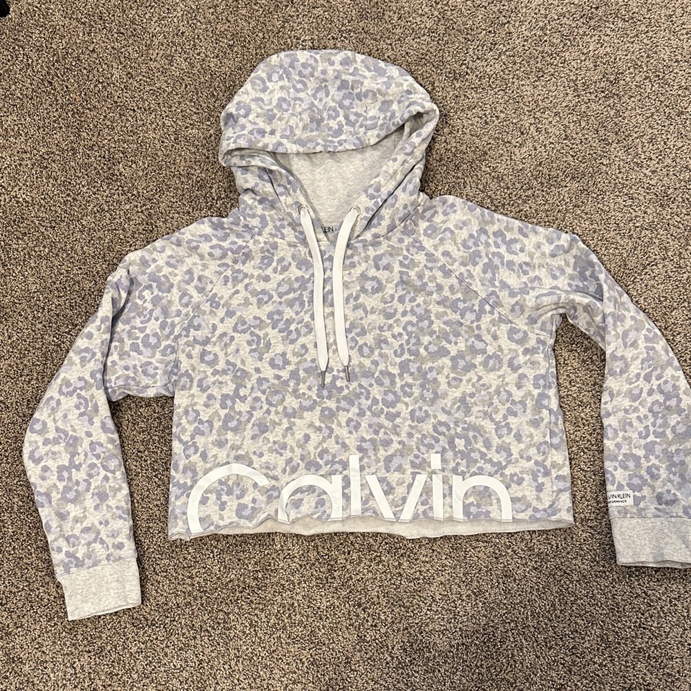 Calvin Klein Leopard Print Gray and Purple Hoodie